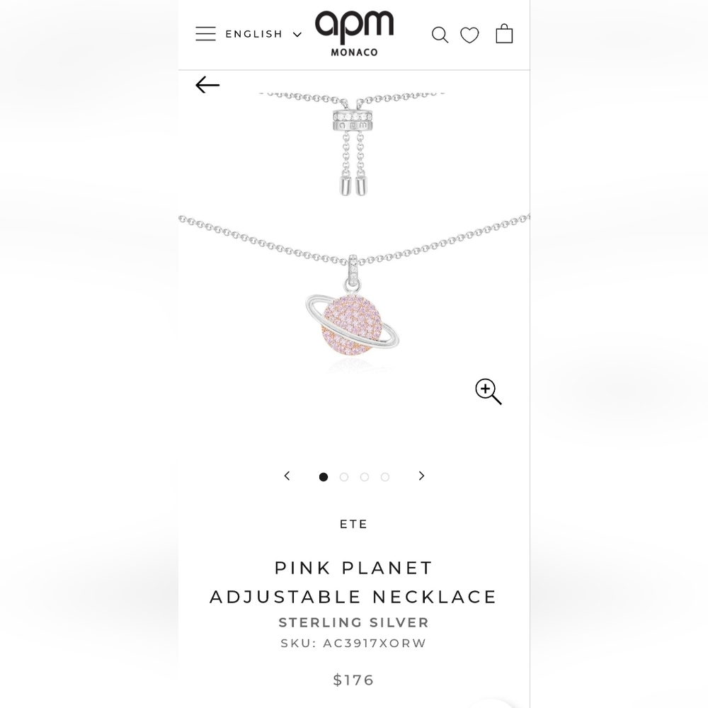 APM Monaco Pink Planet Adjustable Necklace
